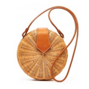J McLaughlin Tan Woven Crossbody Bag